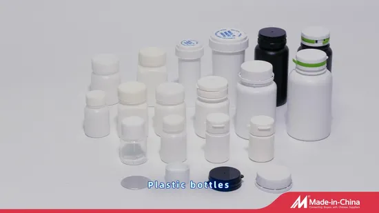 Envase de plástico para medicamentos, a prueba de niños, para mascotas, HDPE, blanco, negro claro, botella de plástico, contenedor de cápsulas, botella de pastillas
